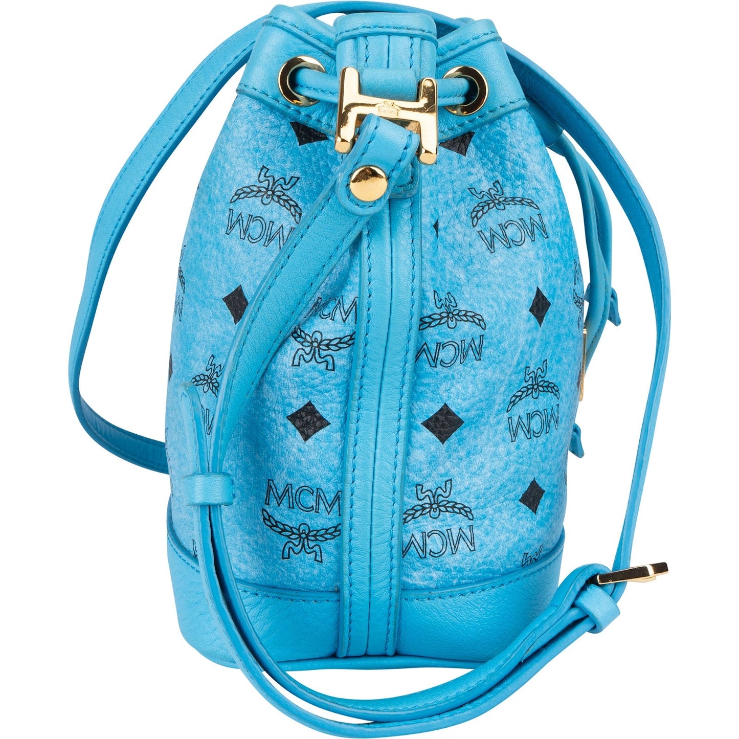 MCM Monogram Visetos Mini Drawstring Bucket Crossbody Bag