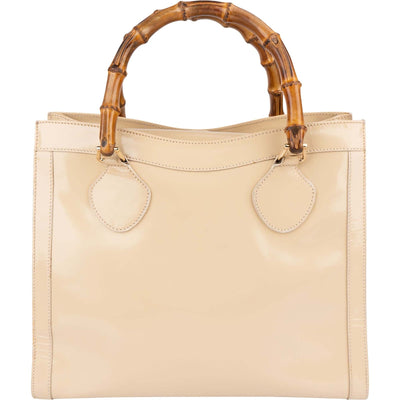 Gucci Patent Leather Bamboo Handle Large Diana Tote Handbag