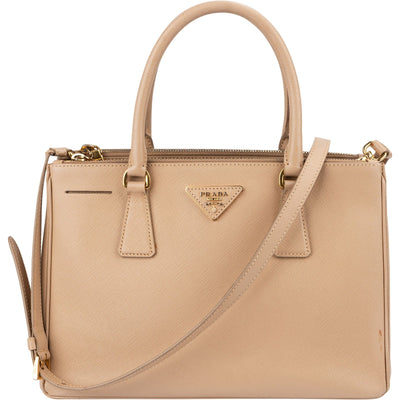 Prada Beige Saffiano Lux Leather Galleria Handbag