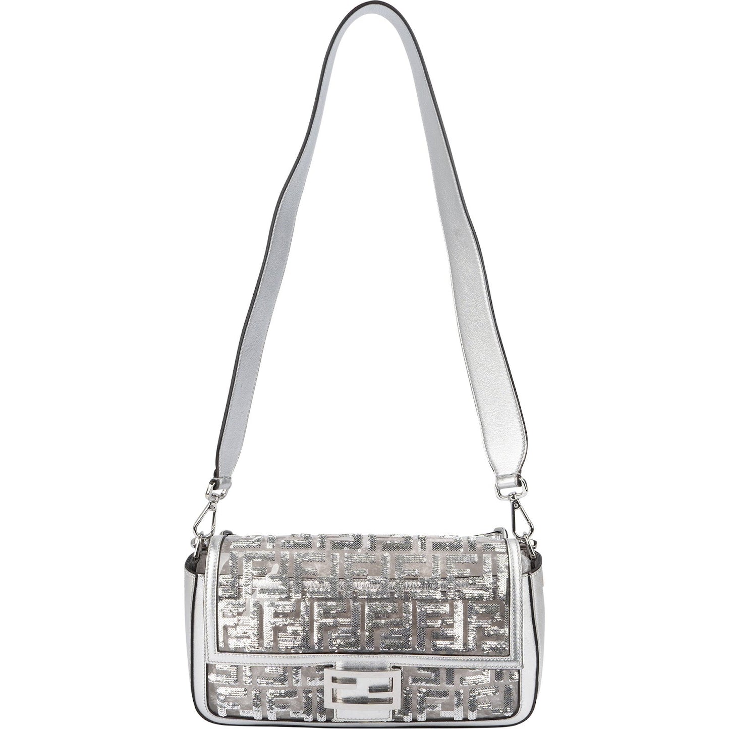 Fendi FF Sequin Embroidered Monogram Baguette Shoulder Handbag