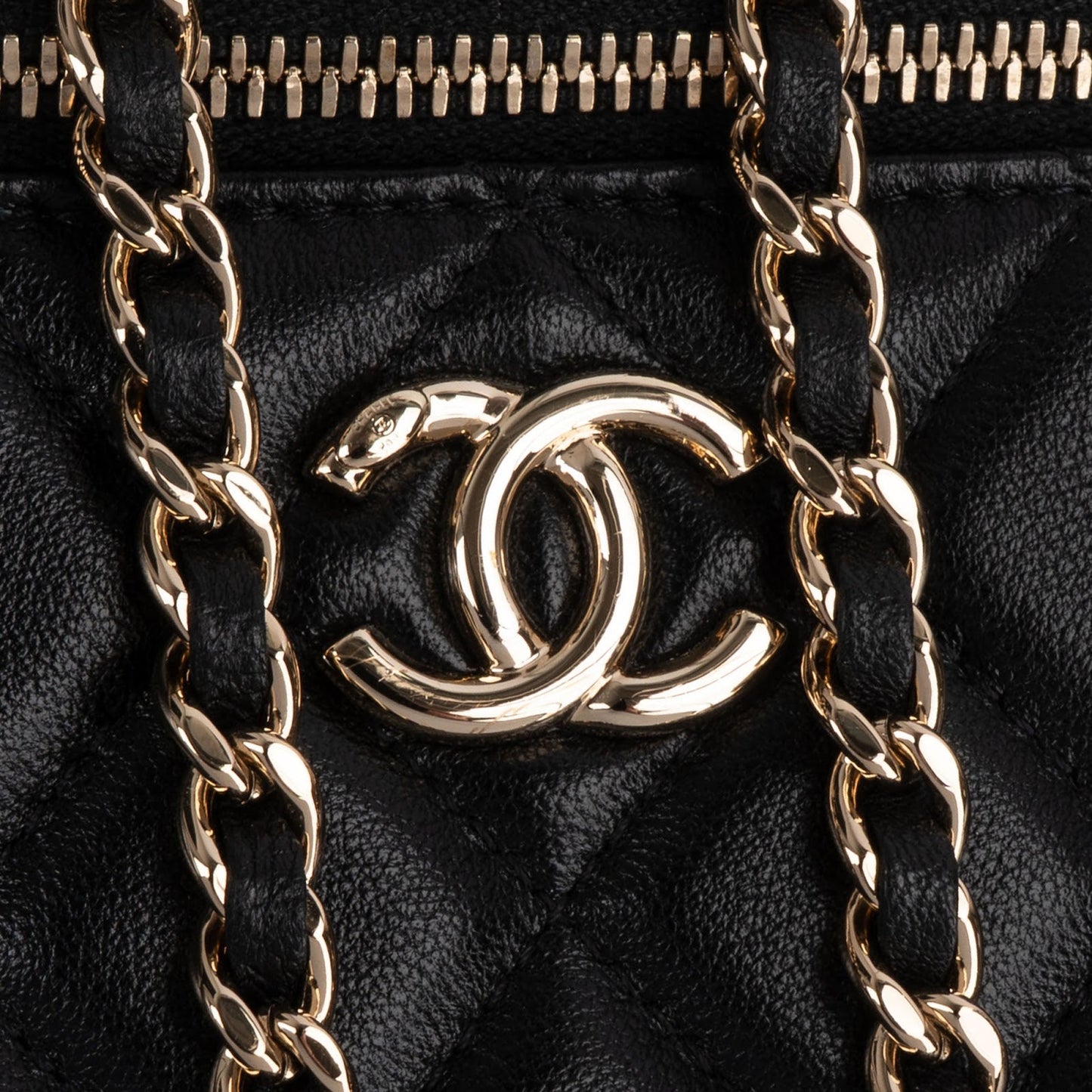 Chanel Quilted Lambskin Vanity Case Crossbody Handbag