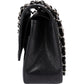 Chanel Quilted Caviar Leather Palladium Jumbo Double Flap Crossbody Bag