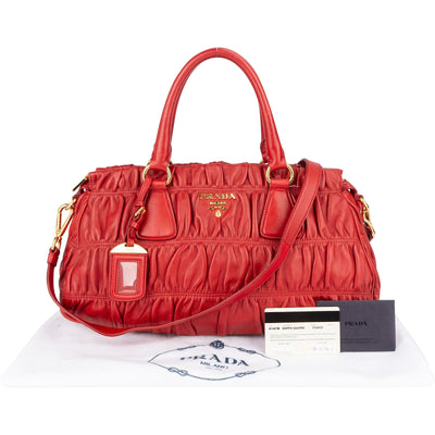 Prada Nappa Quilted Leather Bauletto Handbag