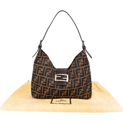 Fendi Monogram FF Zucca Canvas Baguette Buckle Shoulder Bag