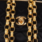 Chanel Navy Quilted Satin Top Bar 24K Gold Single Flap Small Crossbody Bag