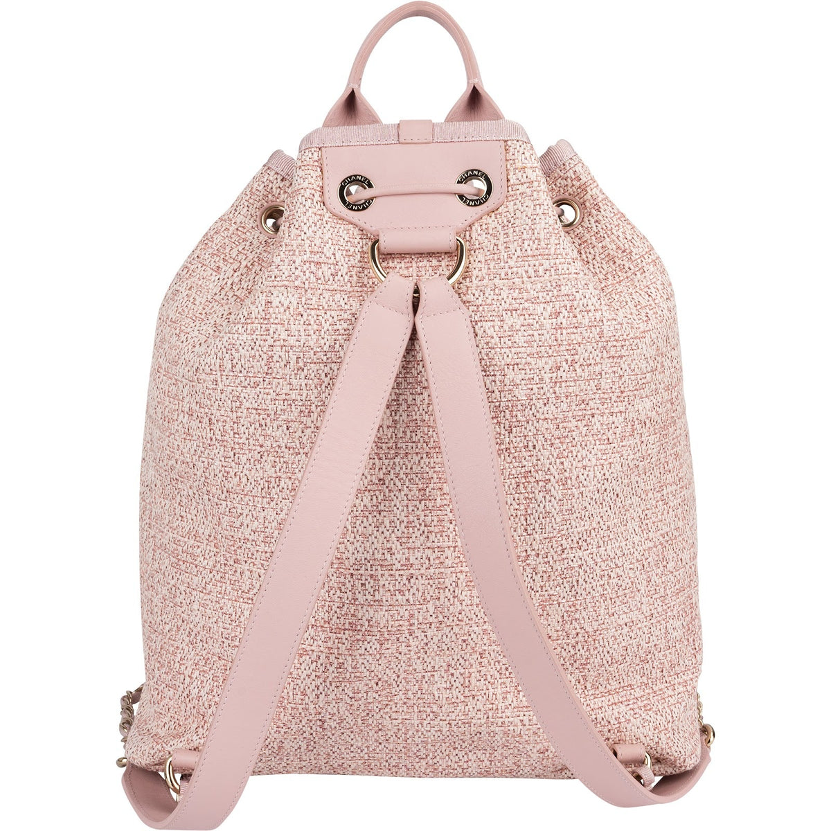 Chanel Woven Tweed Deauville Drawstring Bucket Backpack