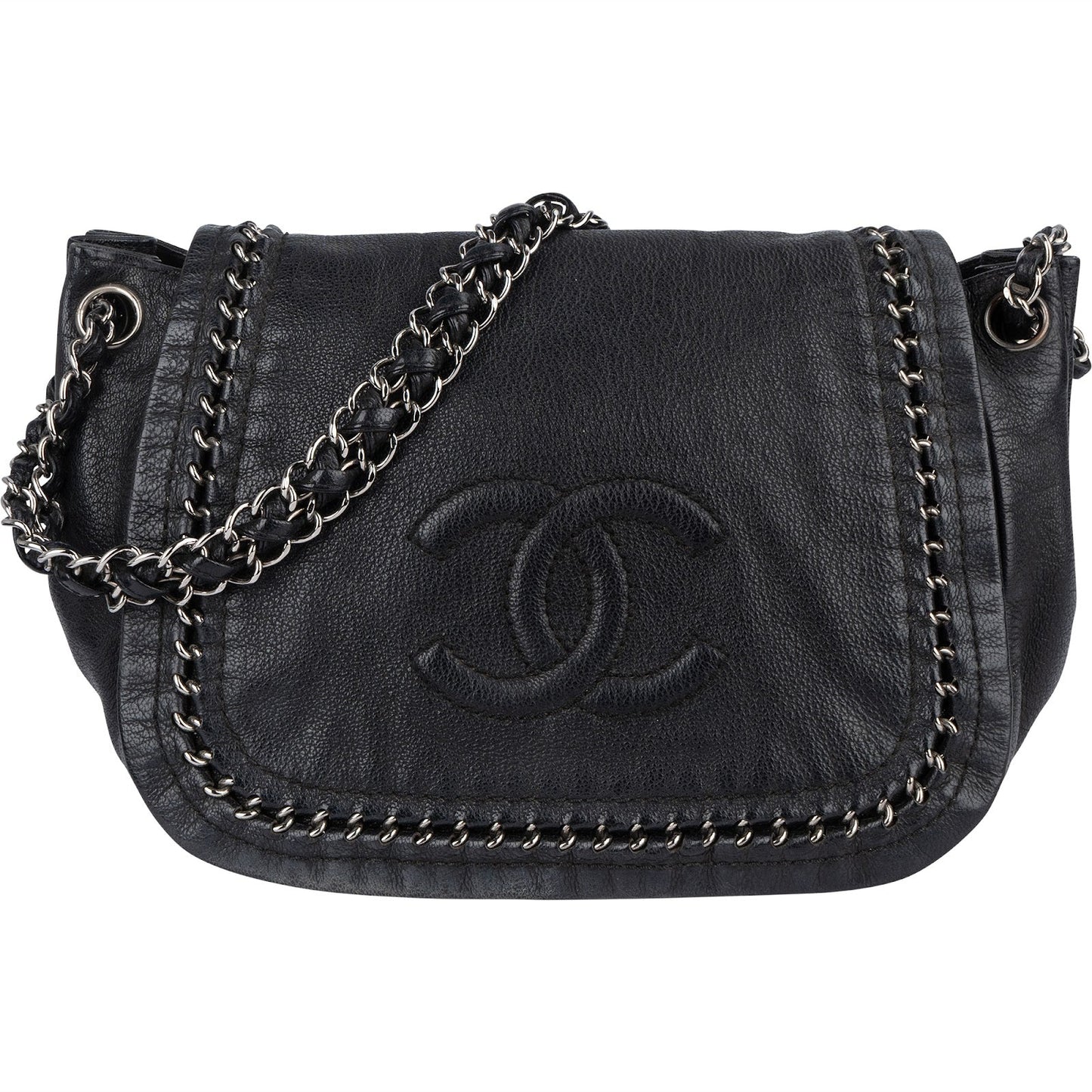 Chanel Calfskin CC Single Flap Shoulder Bag