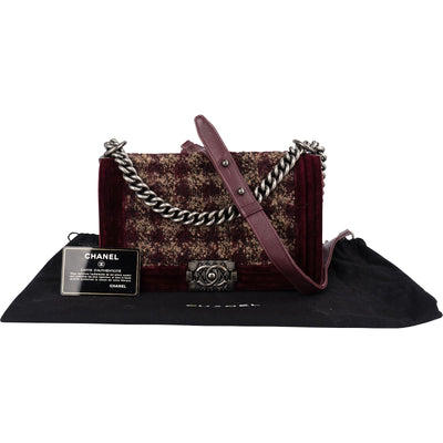 Chanel Velvet & Boucle Tweed Medium Boy Crossbody Bag