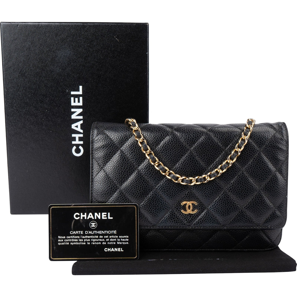 Chanel Quilted Caviar Leather Wallet On Chain Crossbody Bag