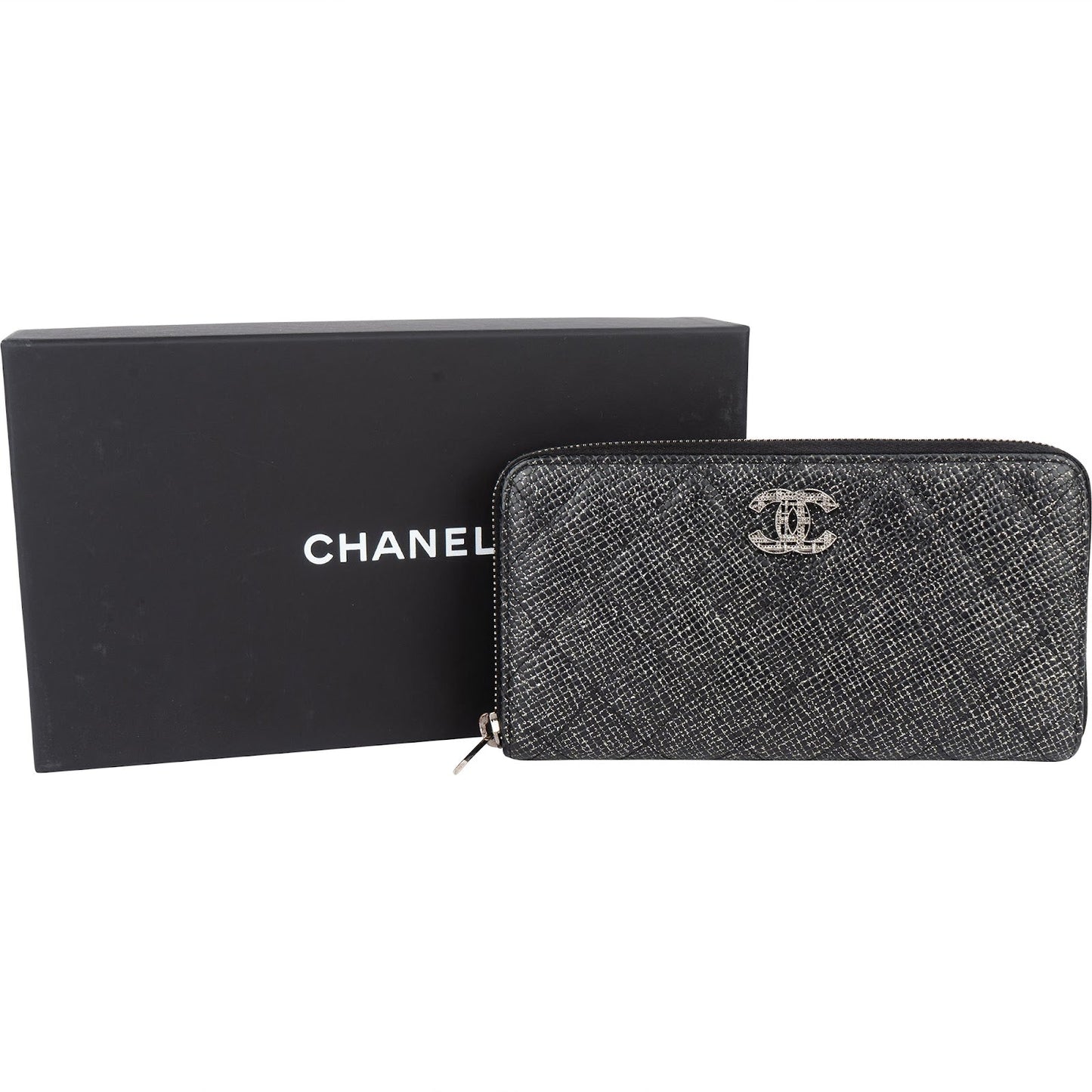 Chanel Quilted Glittered Caviar Leathe CC Wallet