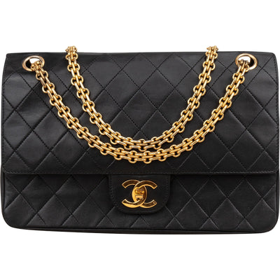 Chanel Quilted Lambskin 24K Gold Double Flap Shoulder Bag