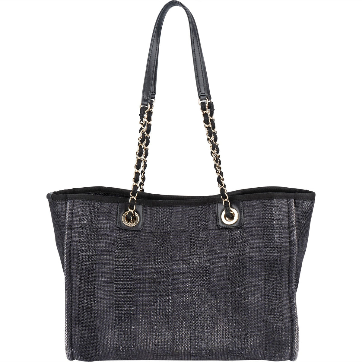 Chanel Bleu Tweed Deauville Tote Shoulder Bag