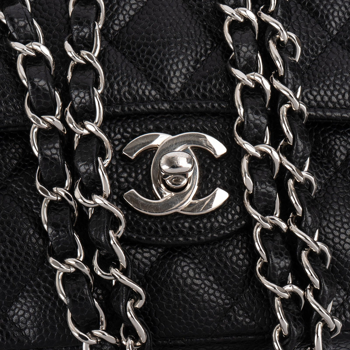 Chanel Quilted Caviar Leather Small Double Flap Shoulder Bag