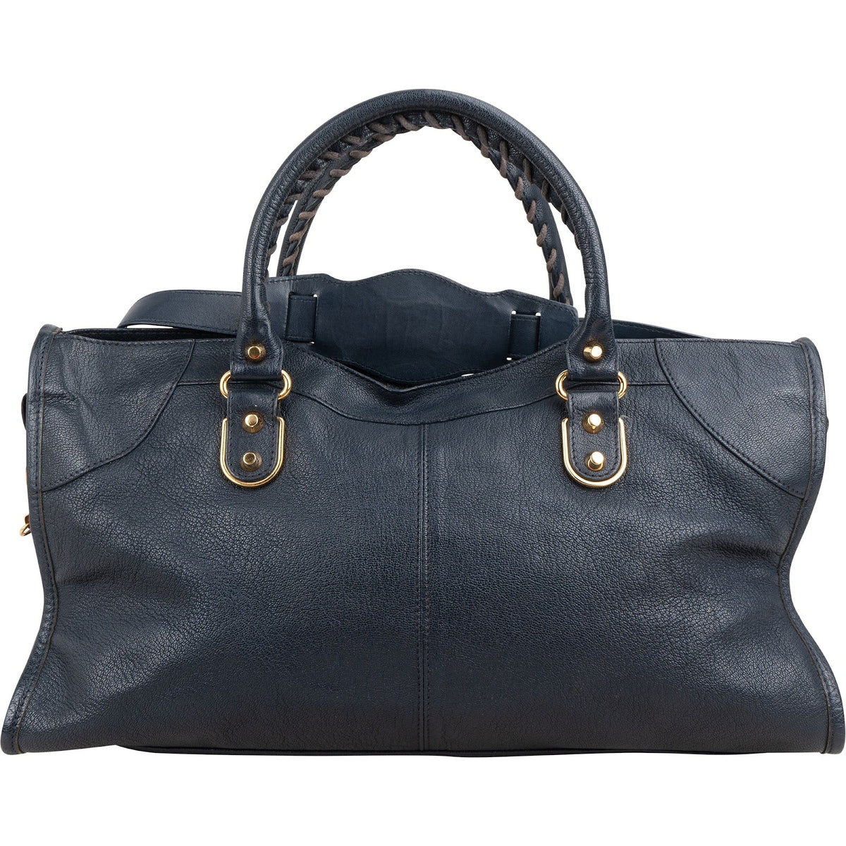 Balenciaga Navy Calfskin Leather Giant City Handbag
