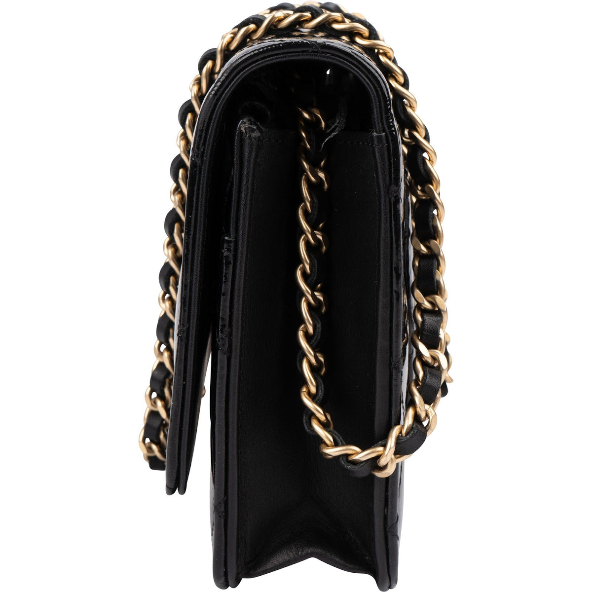 Chanel Quilted Patent Leather 2.55 Wallet On Chain Crossbody Bag