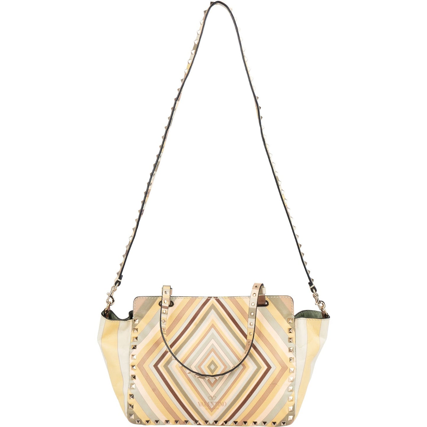 Valentino Leather Rockstud Striped Tote Shoulder Bag