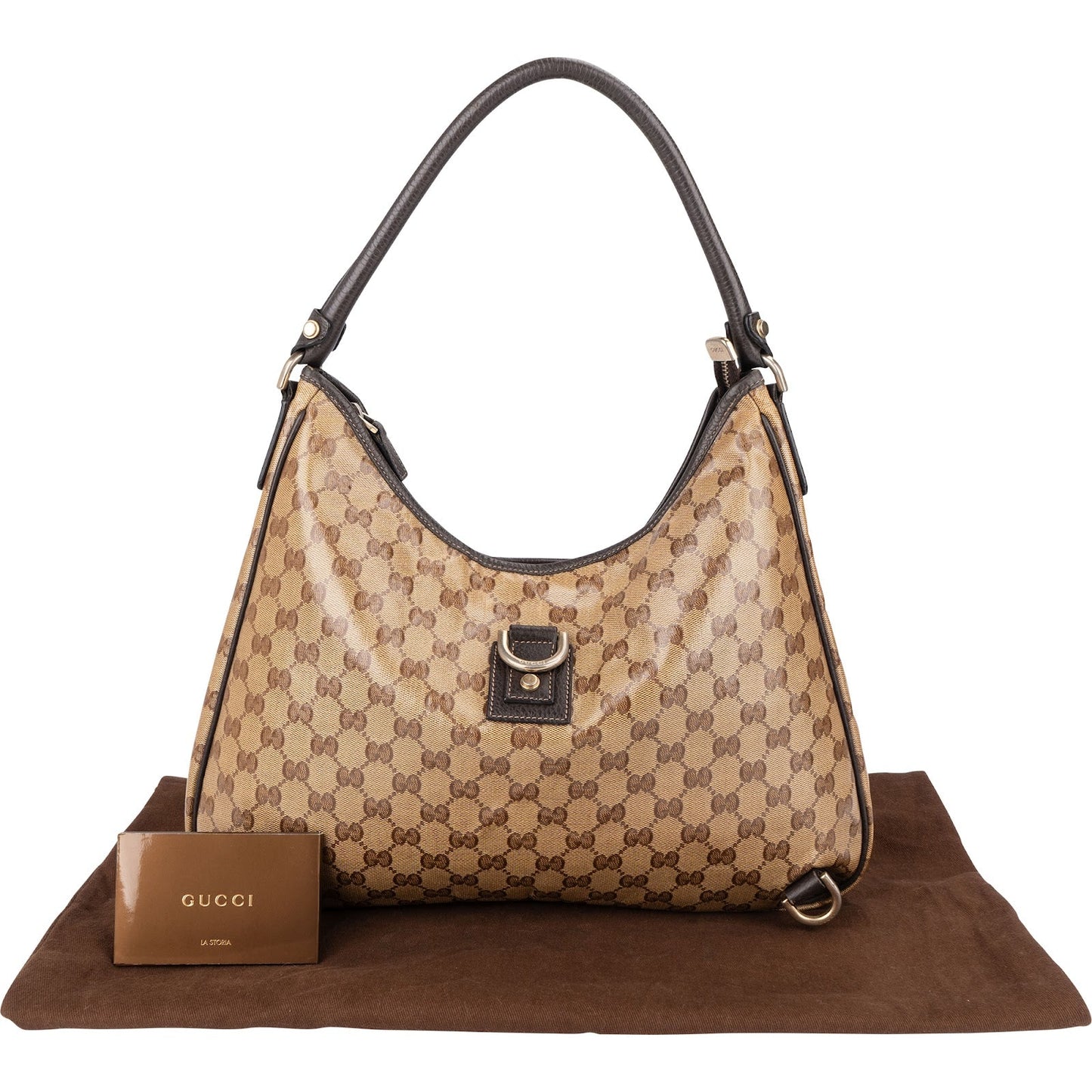 Gucci Monogram Crystal GG Abbey D-Ring Hobo Shoulder Bag