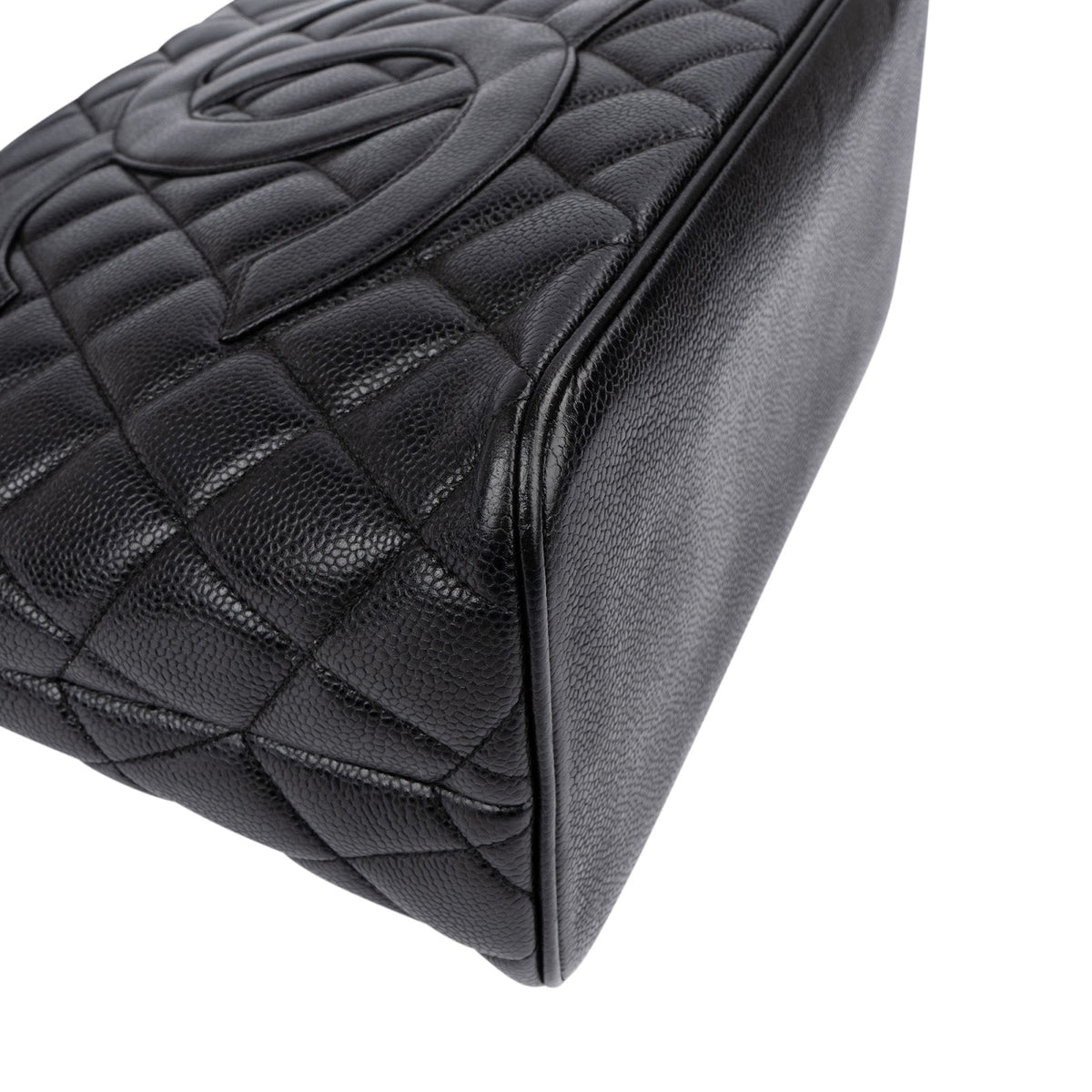 Chanel Quilted Caviar Leather Medallion CC Tote Handbag