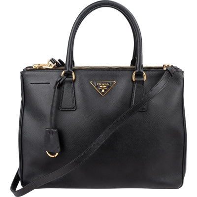 Prada Black Saffiano Leather Galleria Handbag