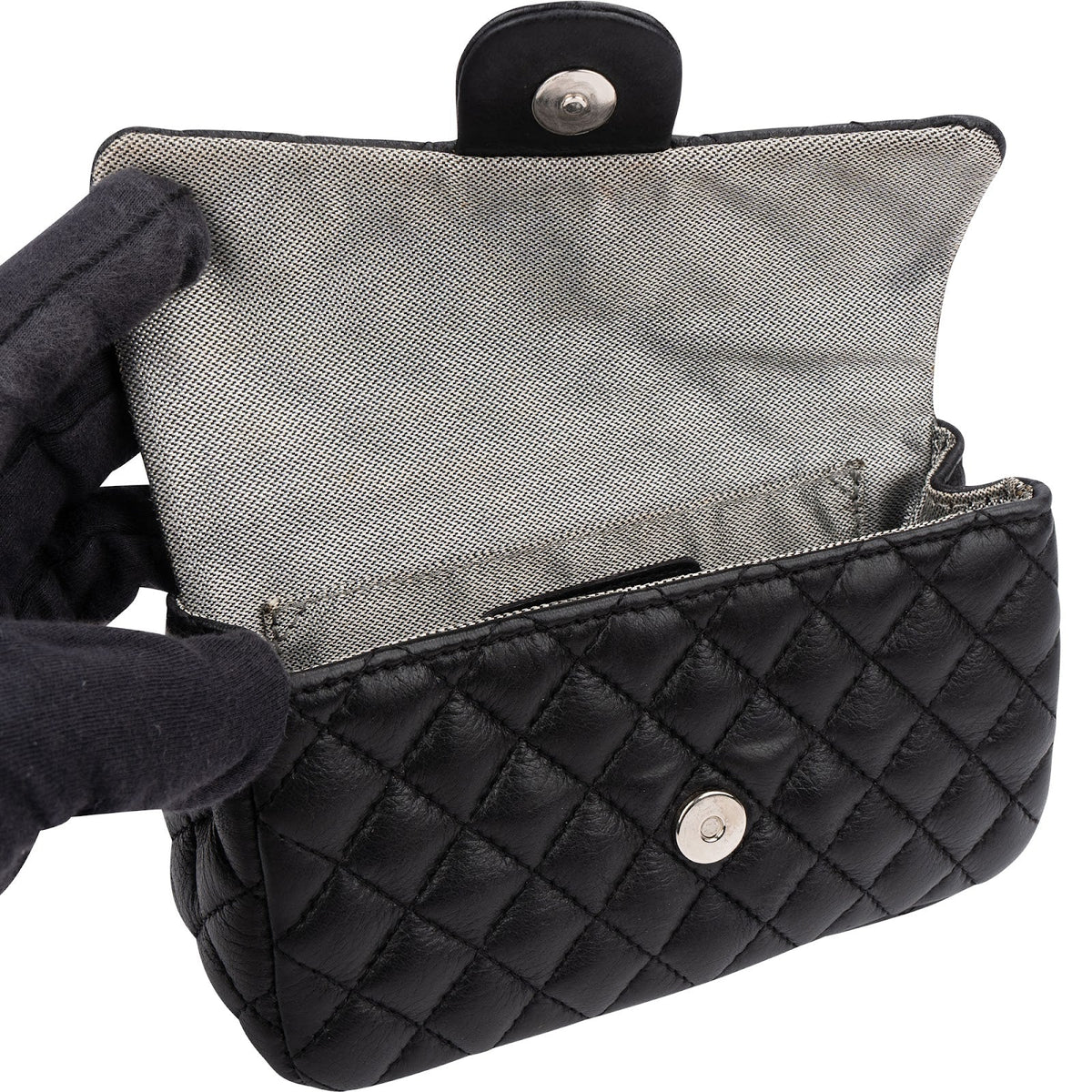 Chanel Noir Quilted Lambskin Palladium Uniform Belt Bag