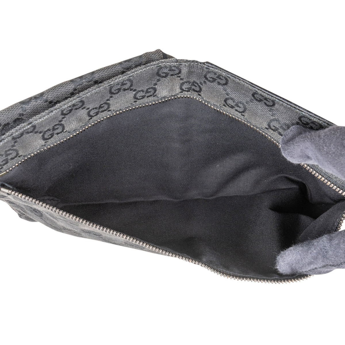Gucci Black Monogram GG Canvas Belt Crossbody Bag