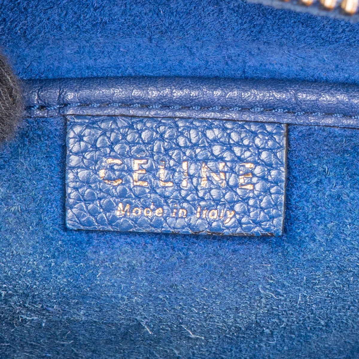 Céline Blue Grained Leather Luggage Nano Crossbody Handbag