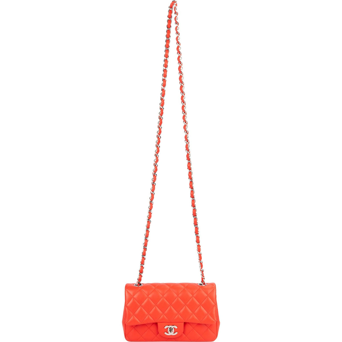 Chanel Quilted Lambskin Mini Rectangular Palladium Single Flap Crossbody Bag