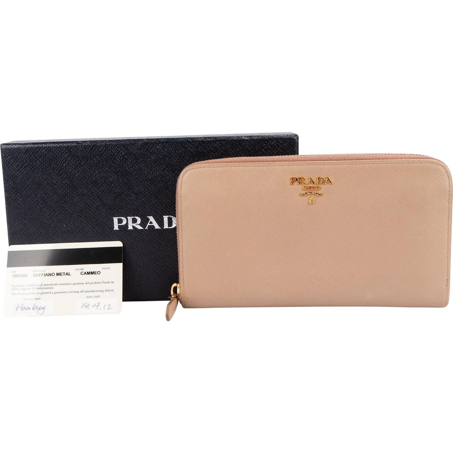 Prada Saffiano Leather Zip Around Wallet