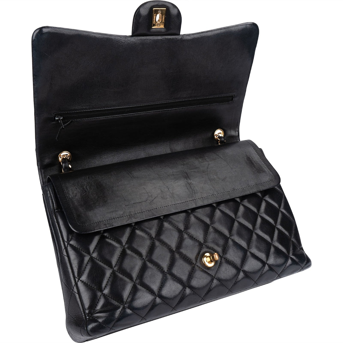 Chanel Quilted Lambskin Jumbo Double Flap Crossbody Bag