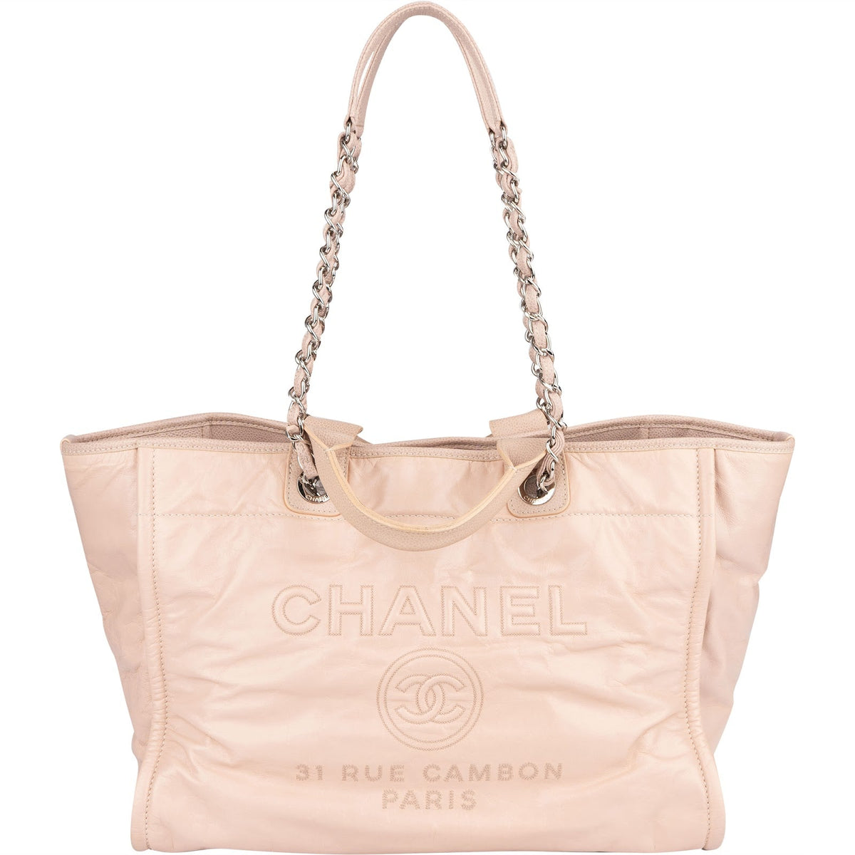 Chanel Rose Leather Shopper Deauville Shoulder Bag
