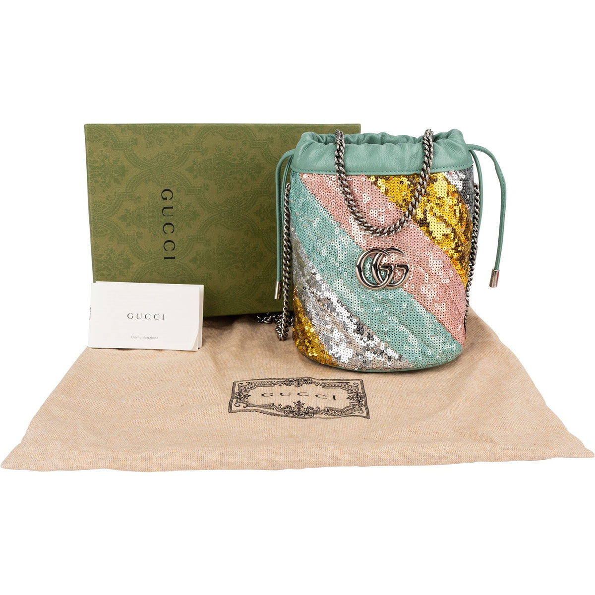 Gucci GG Marmont Small Bucket mit Pailletten – Ansicht 2