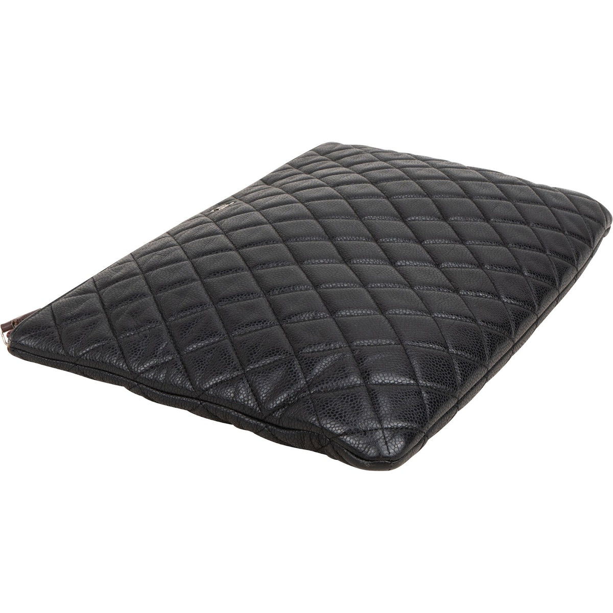 Chanel Black Quilted Caviar Leather CC Clutch