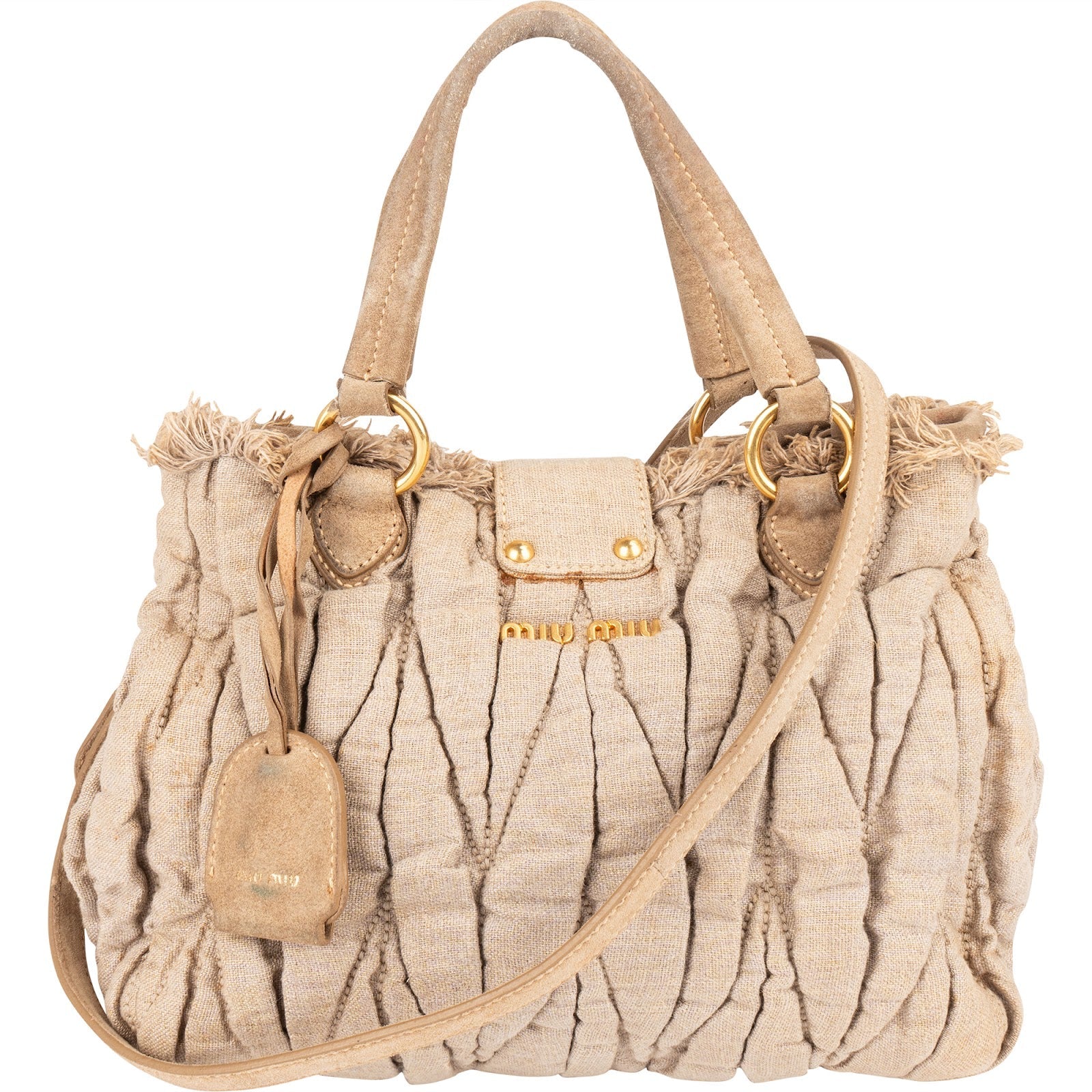 Miu Miu Quilted Fabric City Handbag