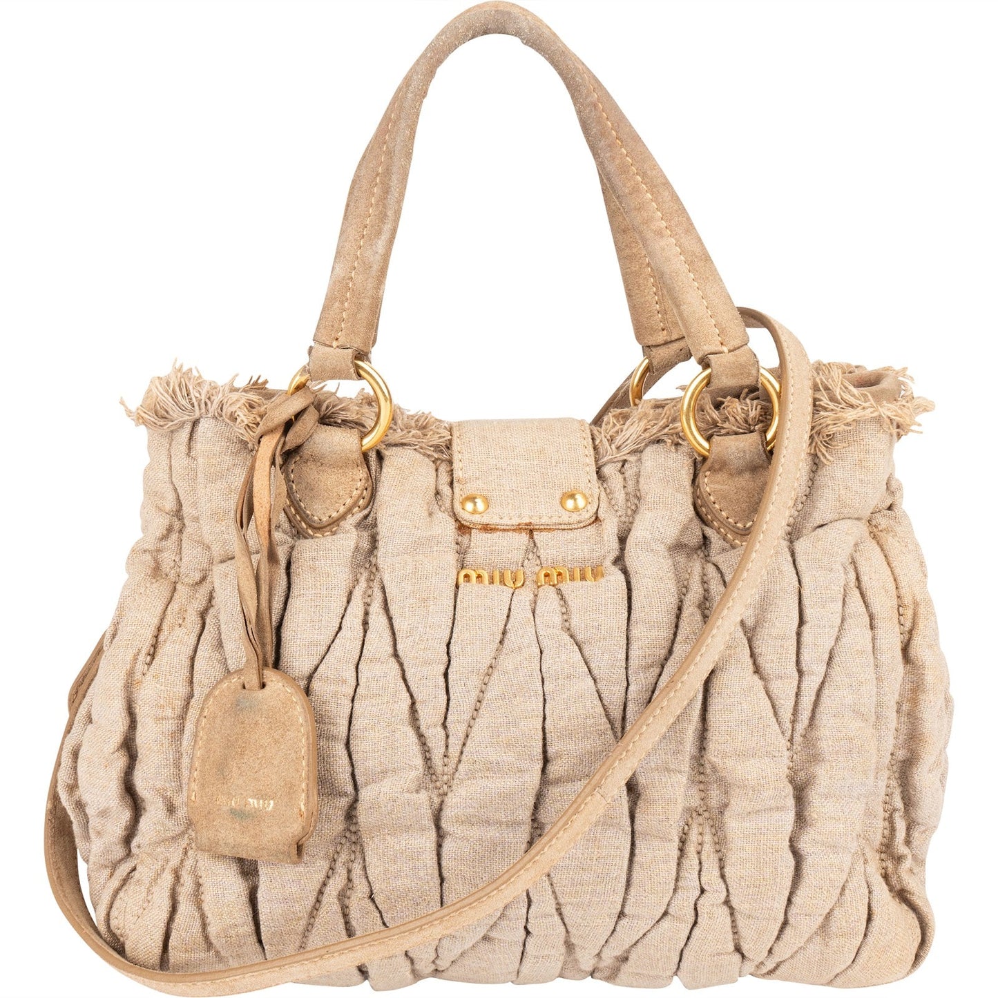 Miu Miu Quilted Fabric City Handbag