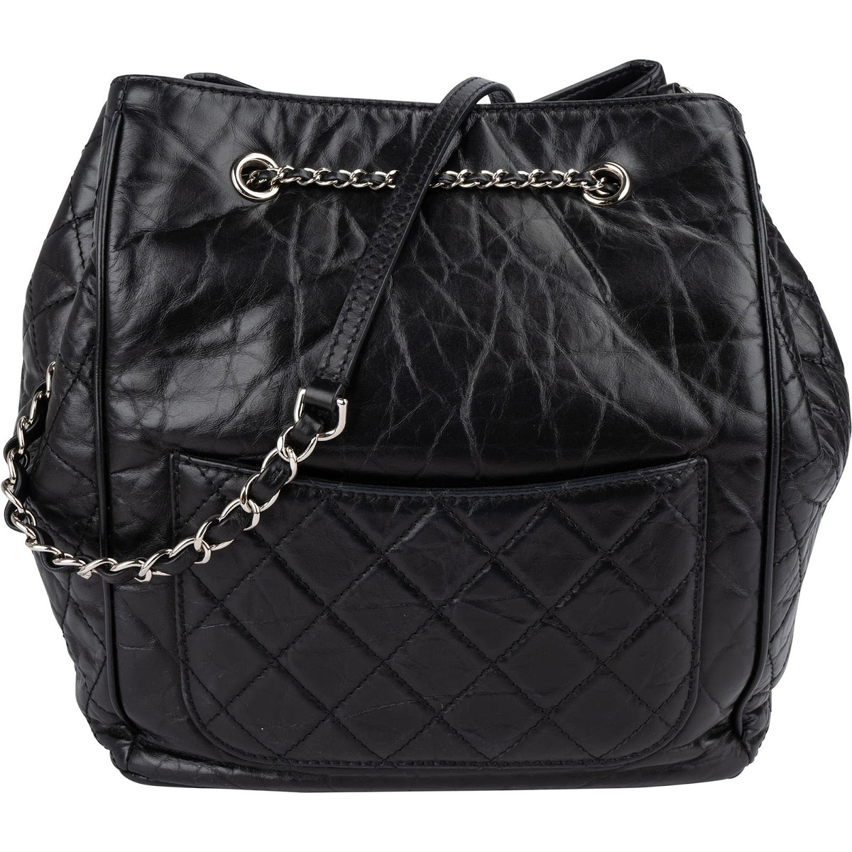Chanel Quilted Calfskin CC Chain Drawstring Bucket Shoulder Bag