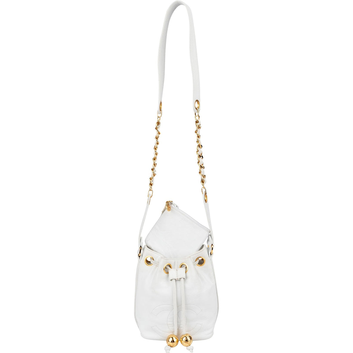 Chanel Lambskin CC Drawstring Bucket Crossbody Bag