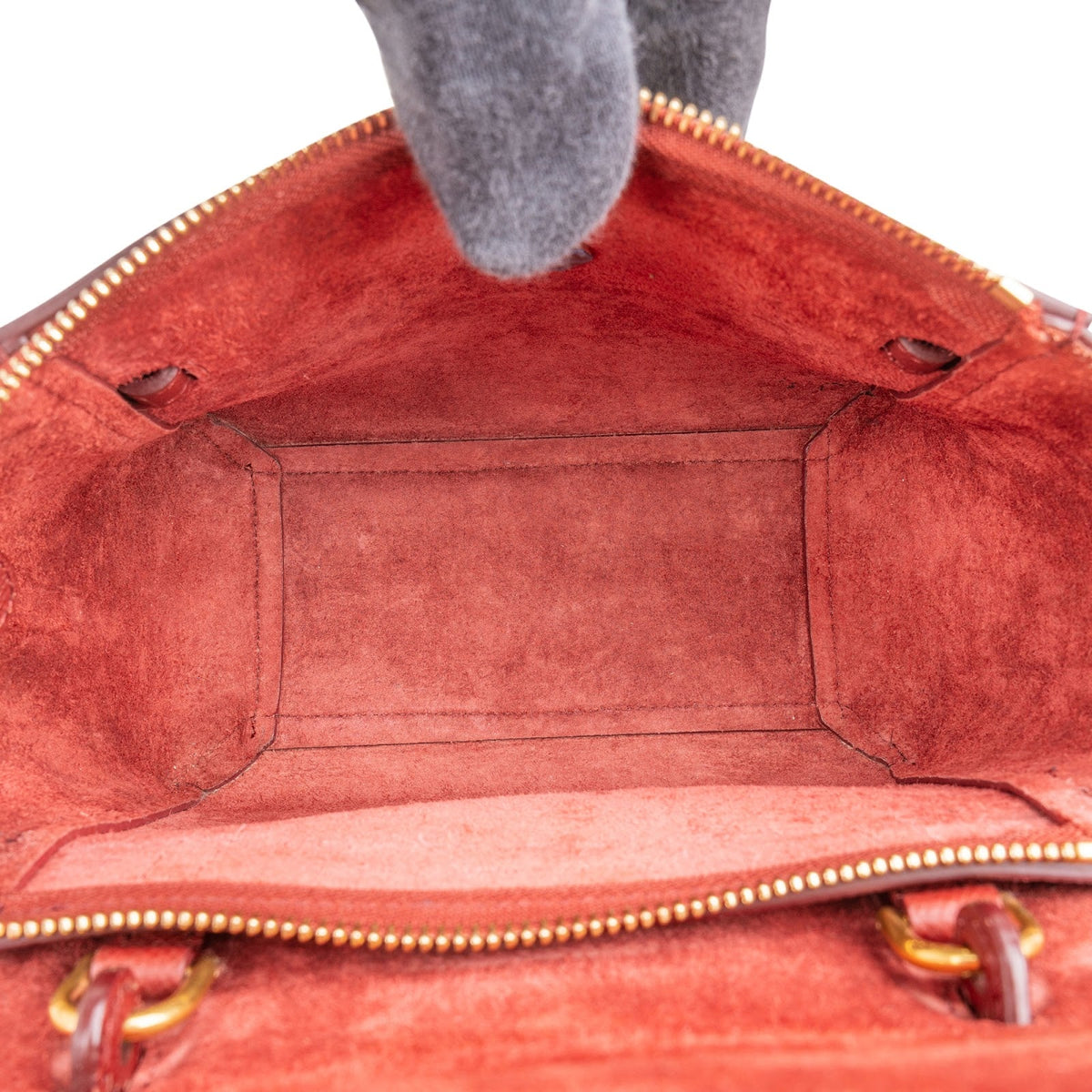 Céline Red Grained Calfskin Nano Belt Handbag