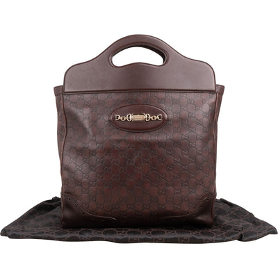 Gucci Guccissima Leather Punch Top Handle Horsebit Large Tote Handbag