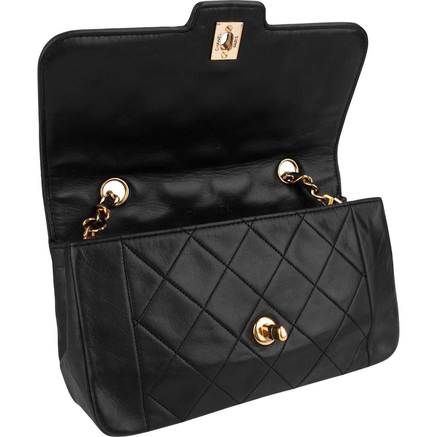 Chanel Quilted Lambskin 24K Gold Single Flap Crossbody Bag