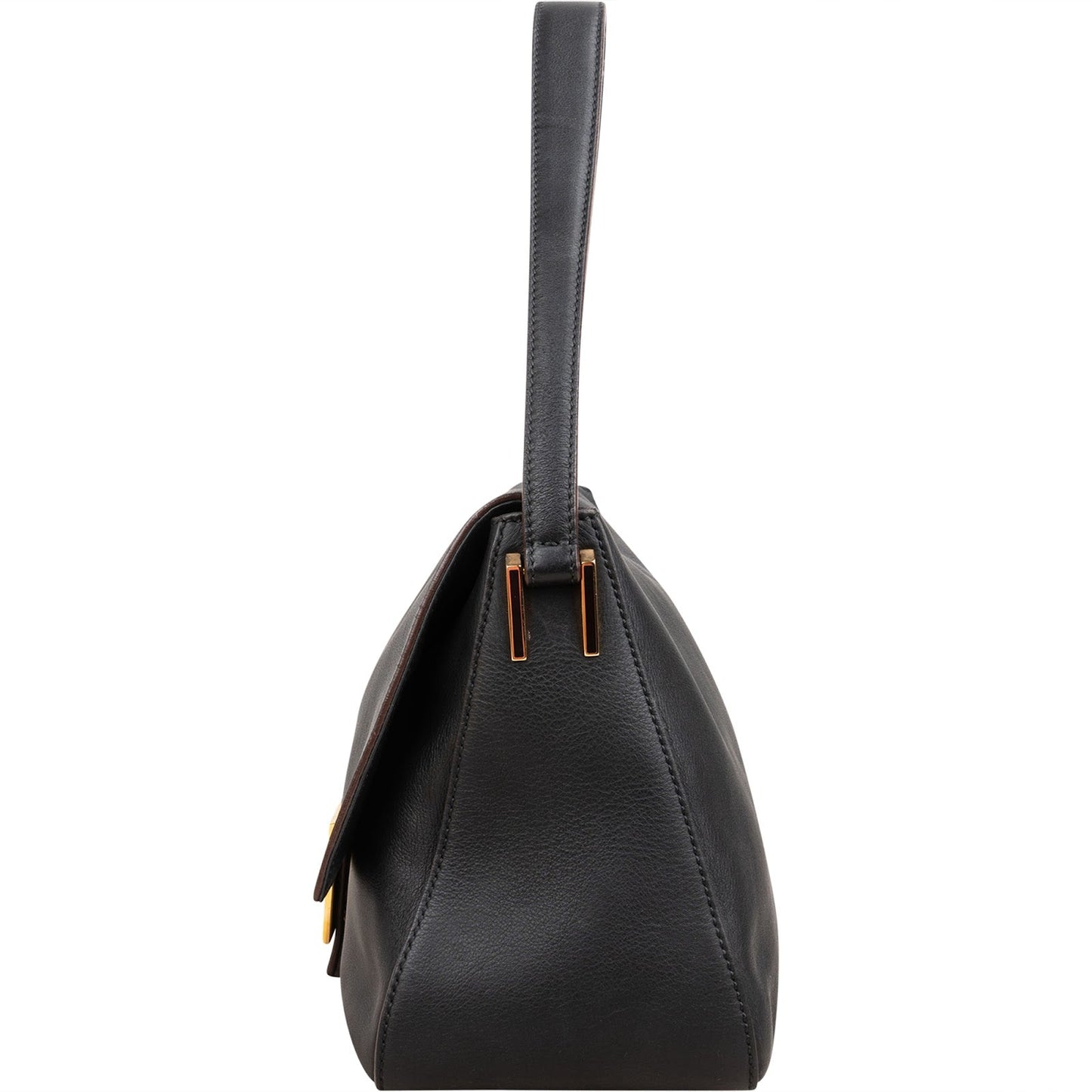 Fendi Black Leather Mamma Baguette Shoulder Bag