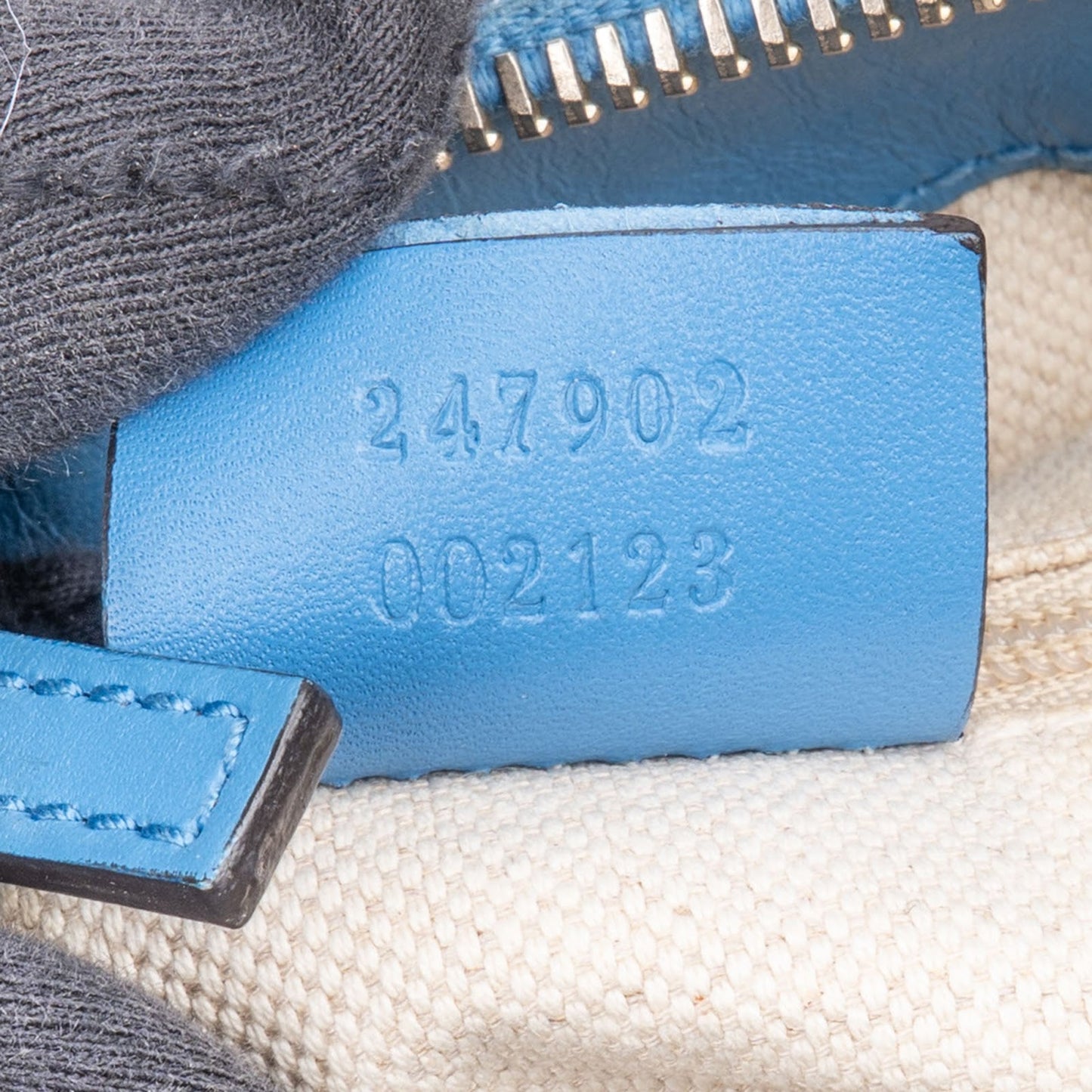 Gucci Monogram GG Blue Leather Sukey Handbag