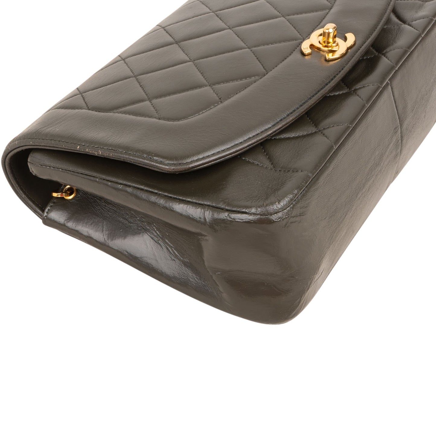 Chanel Quilted Lambskin 24K Gold Diana Single Flap Crossbody Bag