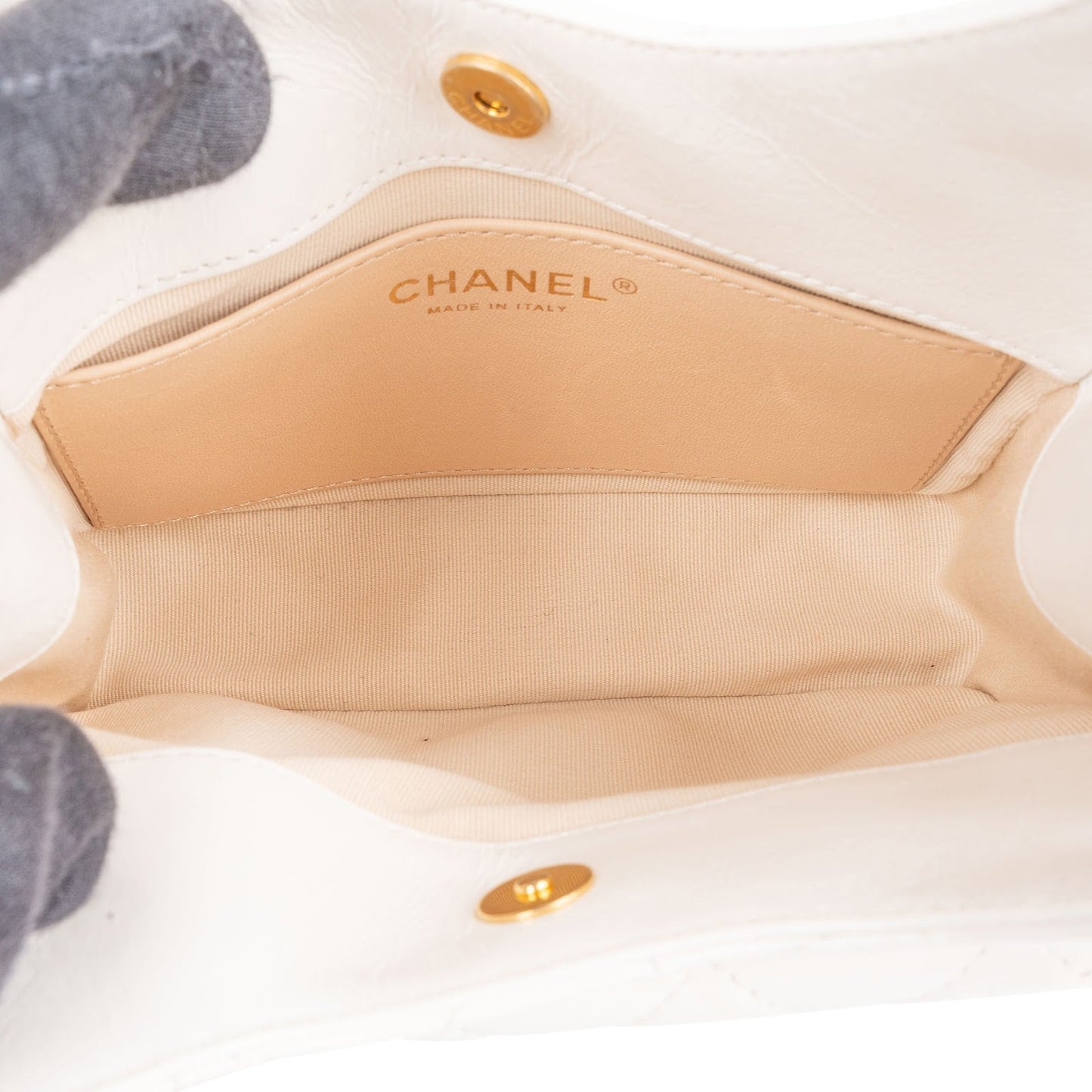 Chanel Quilted Shiny Leather Wavy CC Crossbody Bag