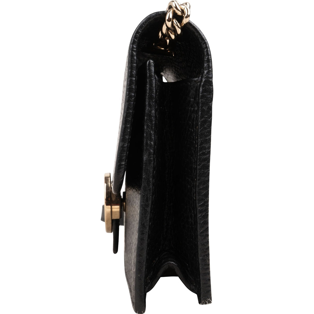 Gucci Grained Leather Interlocking GG Wallet On Chain Crossbody Bag