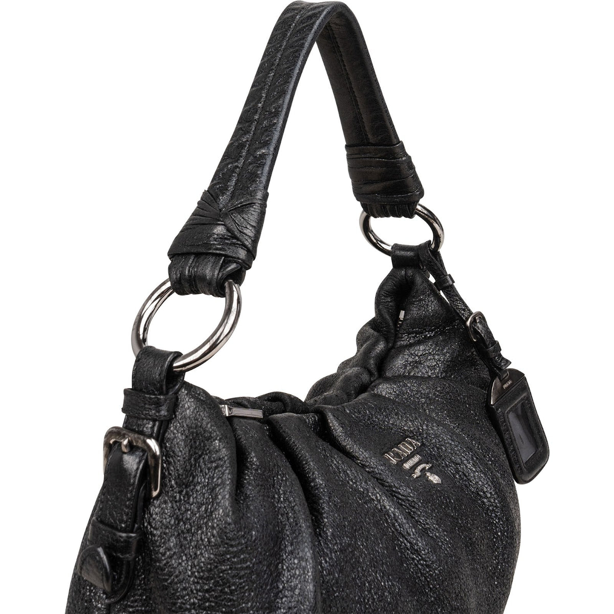 Prada Ruched Hobo aus Vitello-Daino-Leder – Ansicht 2