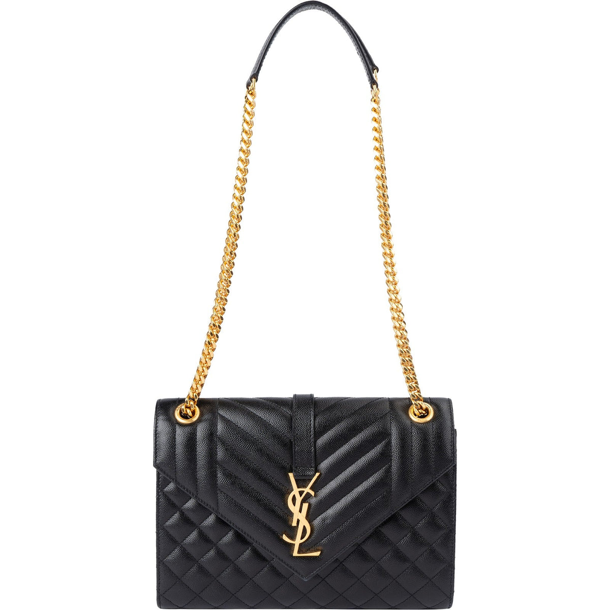 Saint Laurent Grain De Poudre Embossed Leather Envelope Crossbody Bag
