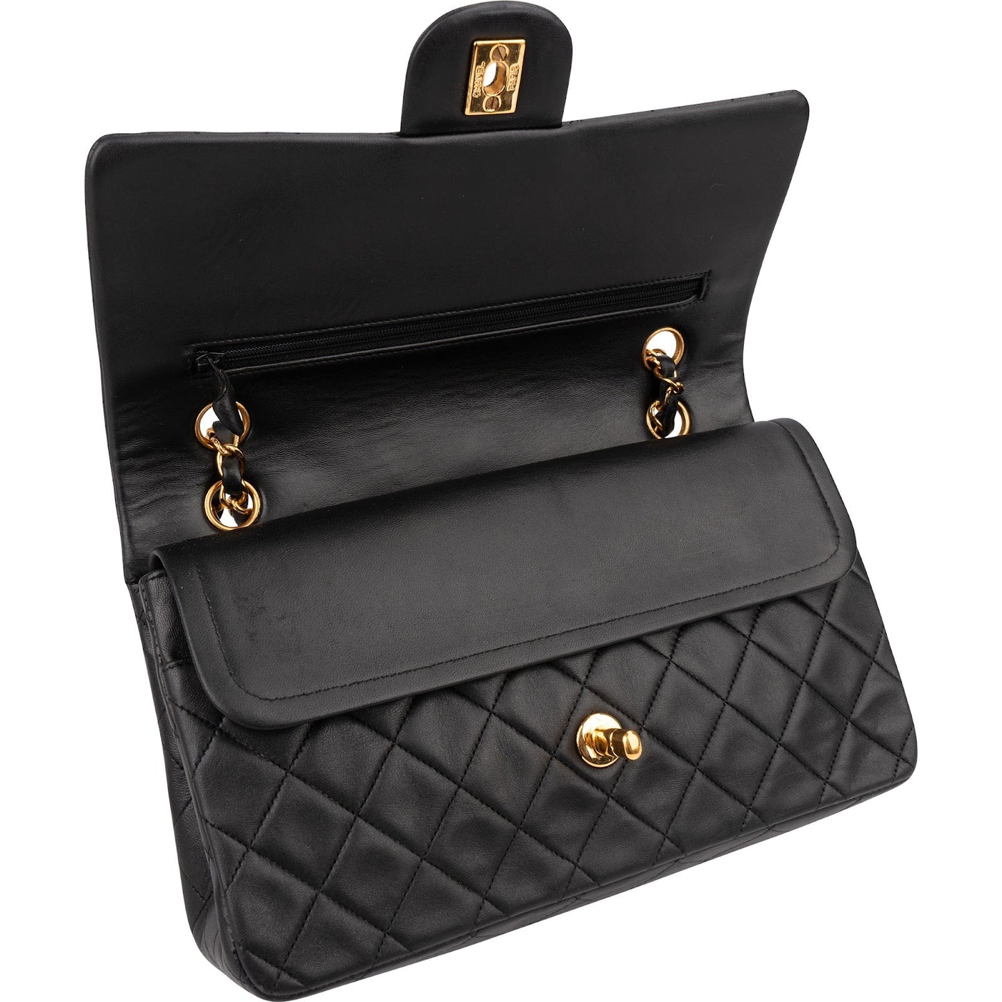Chanel Quilted Lambskin 24K Gold Medium Double Flap Shoulder Bag