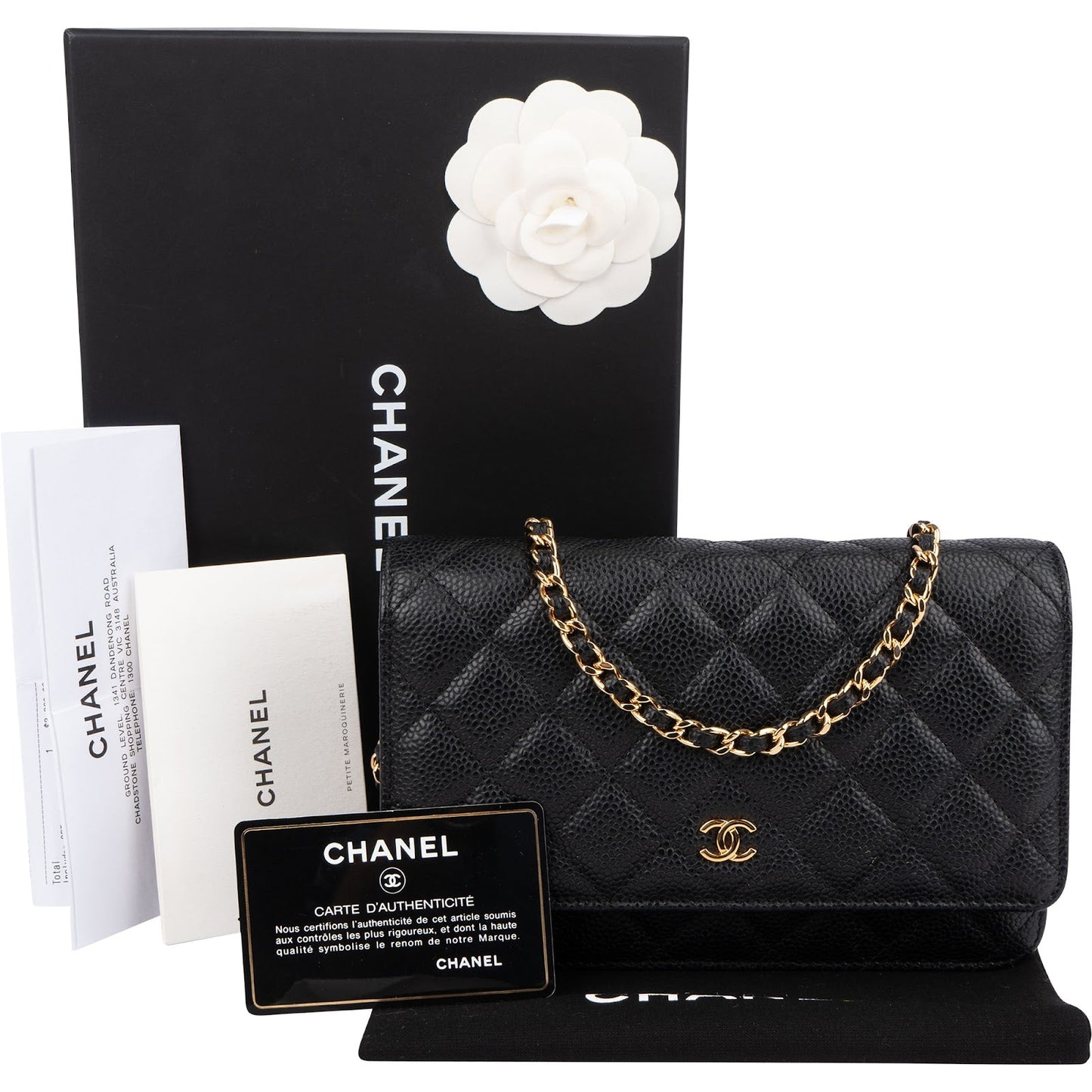 Chanel Quilted Caviar Leather Wallet On Chain Crossbody Bag