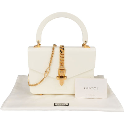Gucci White Plexiglass Sylvie 1969 Mini Top Handle Handbag