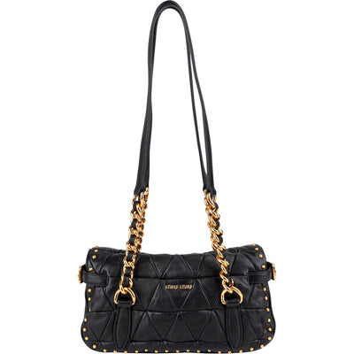 Miu Miu Quilted Leather Studded Turnlock Flap Shoulder Bag